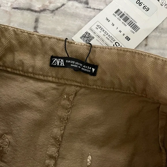 Zara XS Brown Wide Leg Cargo Pants NWT - Picture 3 of 4